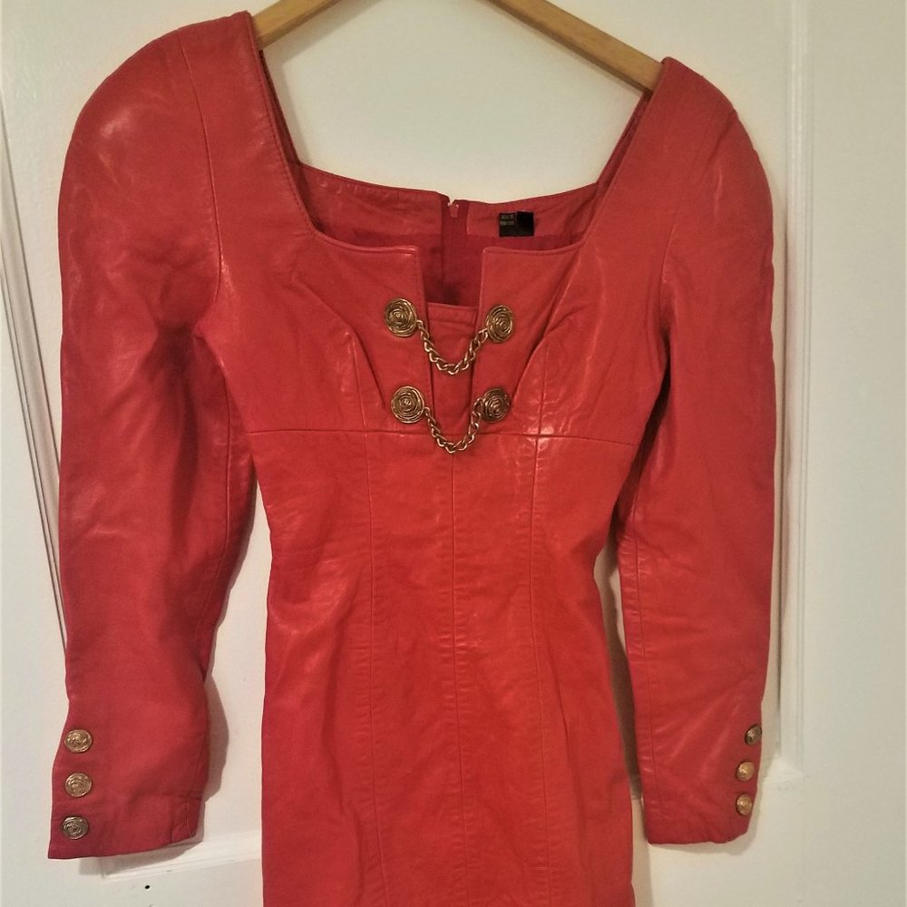 Vintage 1980's Red North Beach Leather Dress